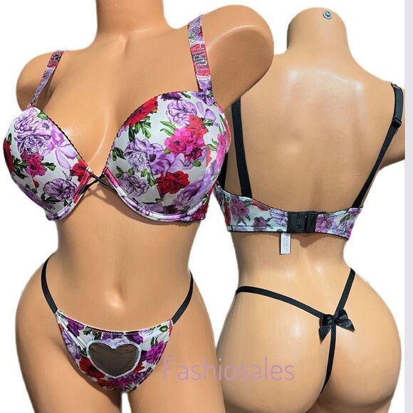 Victorias Secret Very Sexy Rhinestone Bombshell Add-2-Cups Bra & V string Set - Picture 1 of 9